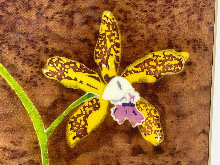 Signed Cindy Shaw Orchid Artwork Framed 13 X 16 [Photo 3]