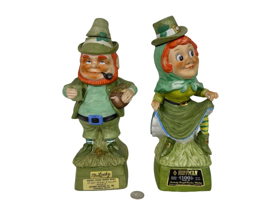 Mr. Lucky Series Hoffman Distilling Co Kentucky Straight Bourbon Whiskey Decants Mr. Lucky (Not Sealed) And Mrs. Lucky (Sealed) 12H