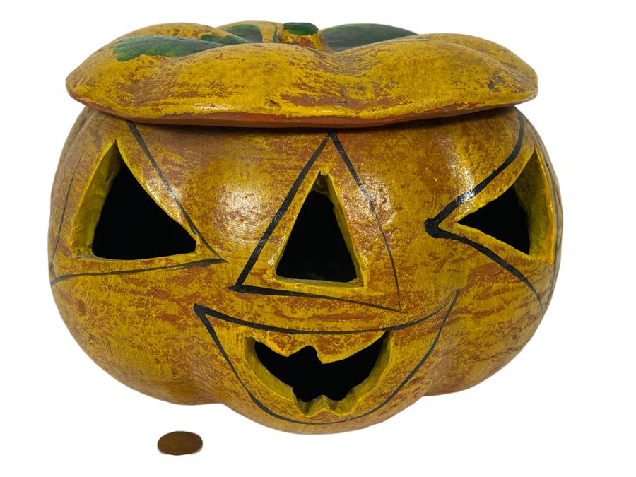 Vintage Mexican Pottery Jack-O’-Lantern 13W X 8H [Photo 1]