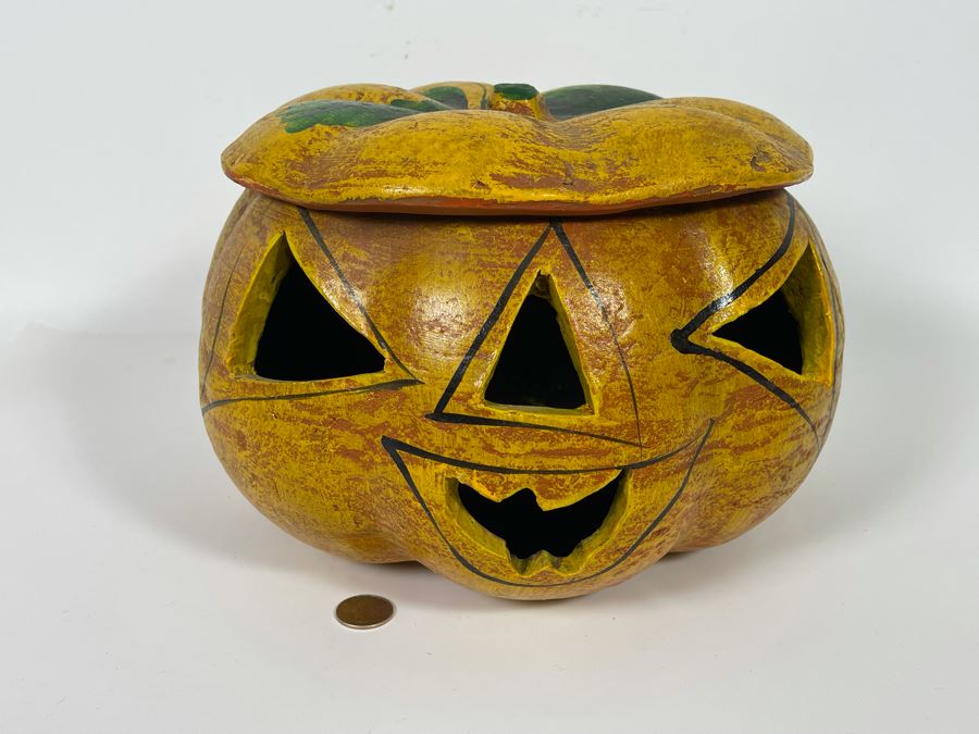 Vintage Mexican Pottery Jack-O’-Lantern 13W X 8H [Photo 2]