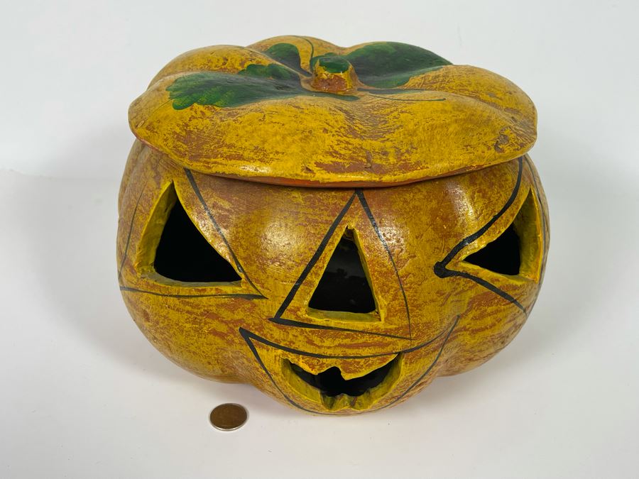Vintage Mexican Pottery Jack-O’-Lantern 13W X 8H [Photo 4]