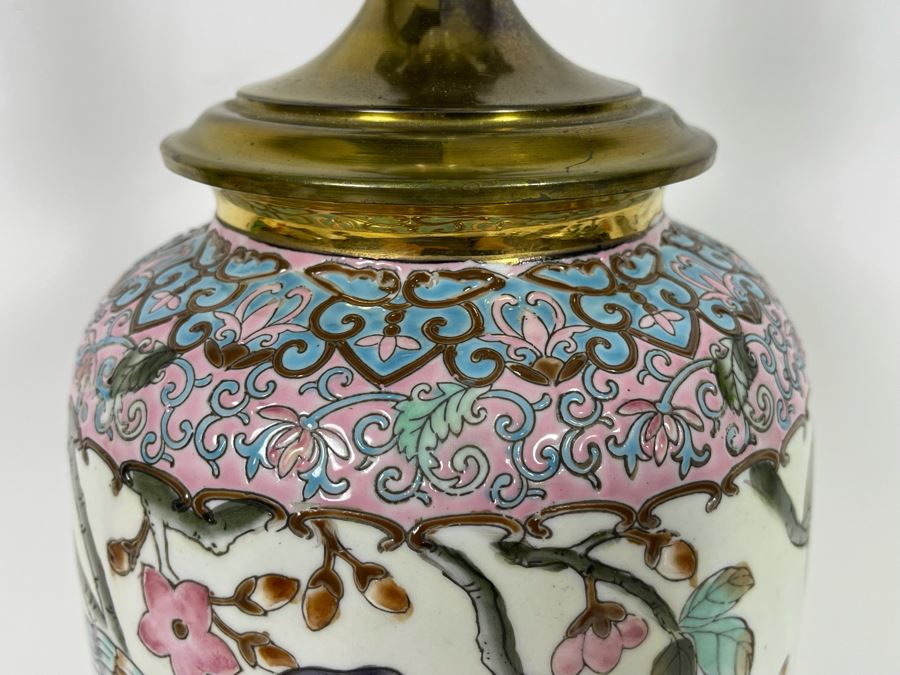 Vintage Chinese Porcelain Table Lamp Without Shade 28H [Photo 3]
