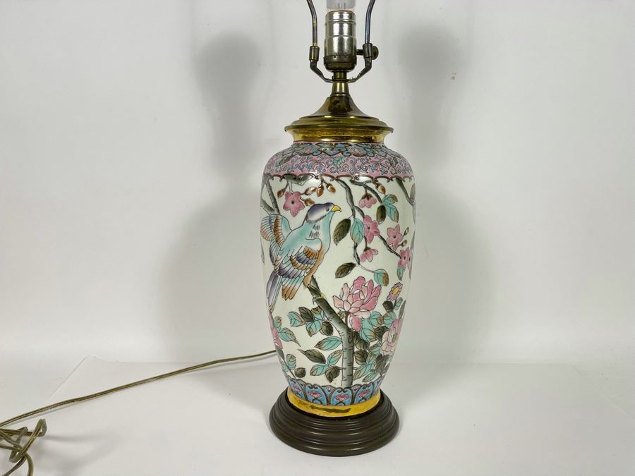 Vintage Chinese Porcelain Table Lamp Without Shade 28H [Photo 2]