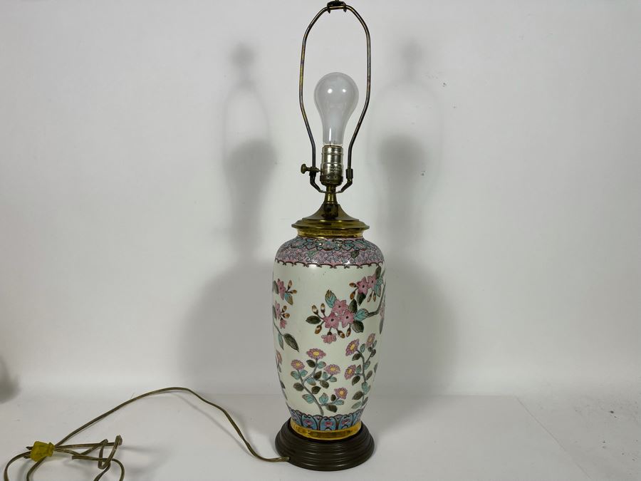 Vintage Chinese Porcelain Table Lamp Without Shade 28H [Photo 7]