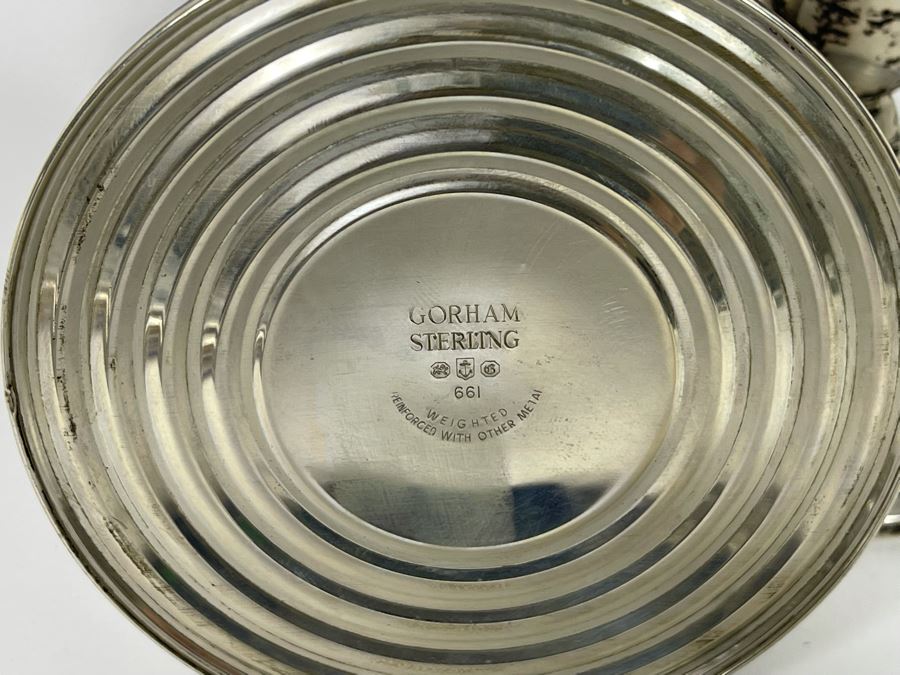 Gorham Weighted Sterling Silver Candlesticks With Etched Glass Hurricanes 13H [Photo 5]