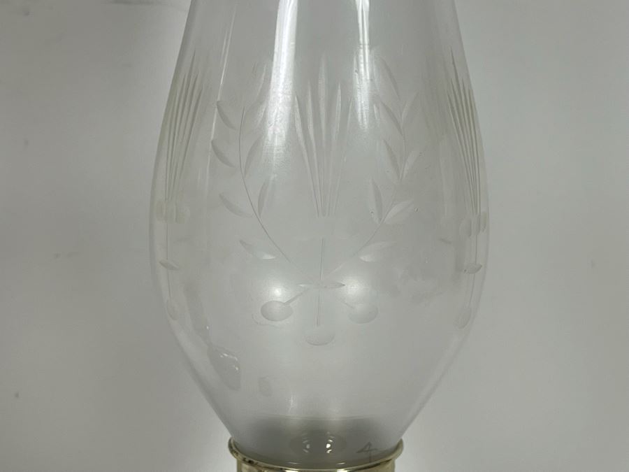 Gorham Weighted Sterling Silver Candlesticks With Etched Glass Hurricanes 13H [Photo 4]