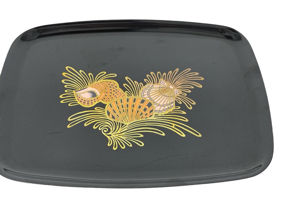 Couroc Of Monterey Inlaid Seashell Design Tray 12.5W [Photo 1]