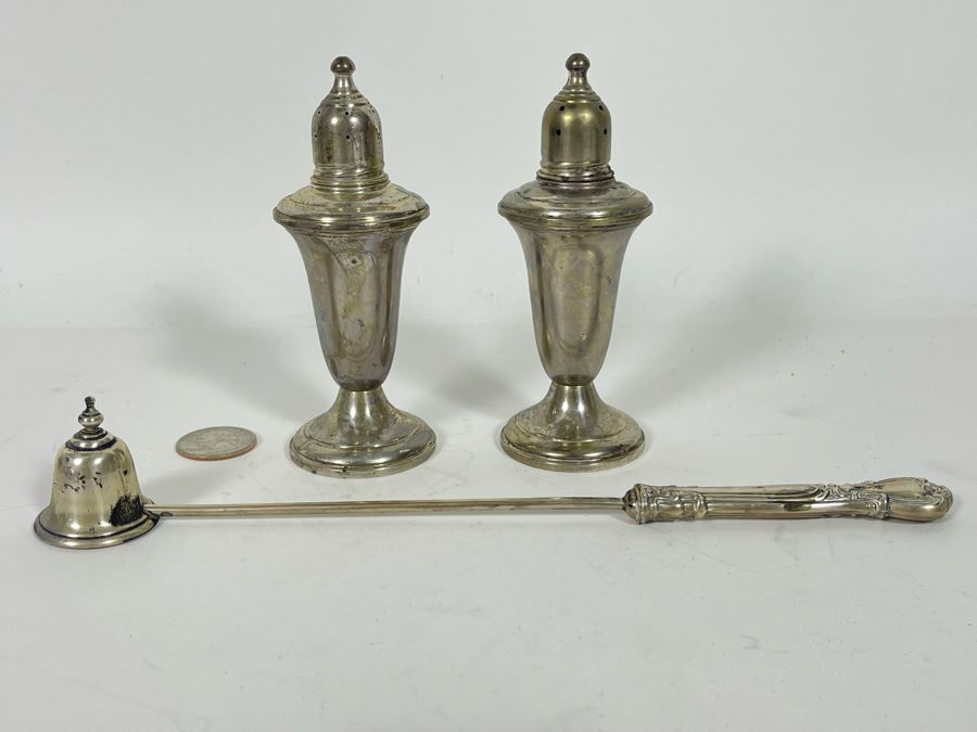 Gorham Sterling Silver Candle Snuffer And Sterling Silver Weighted Salt & Pepper Shakers  [Photo 2]