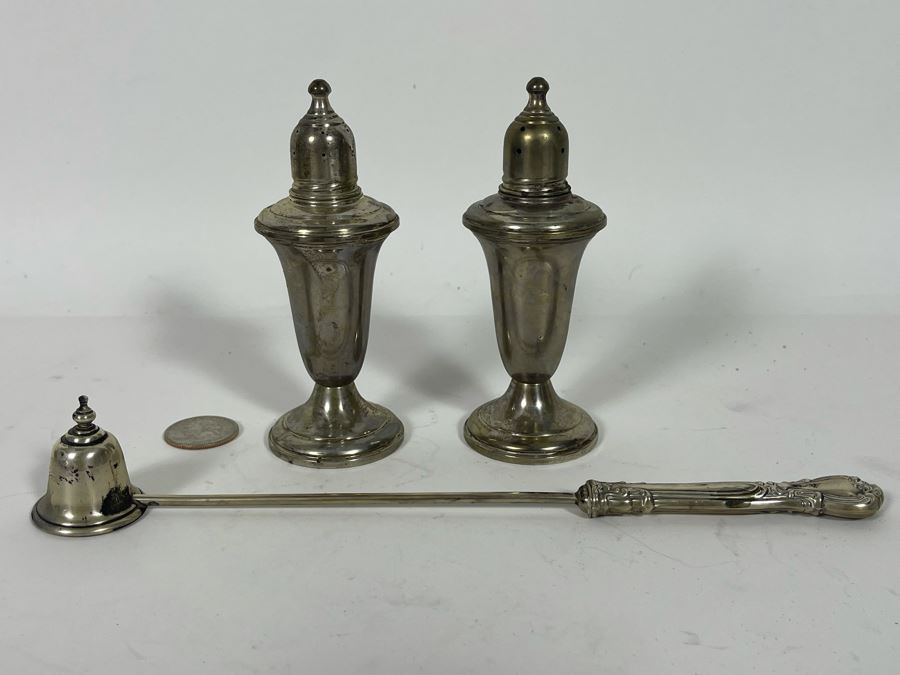 Gorham Sterling Silver Candle Snuffer And Sterling Silver Weighted Salt & Pepper Shakers  [Photo 3]