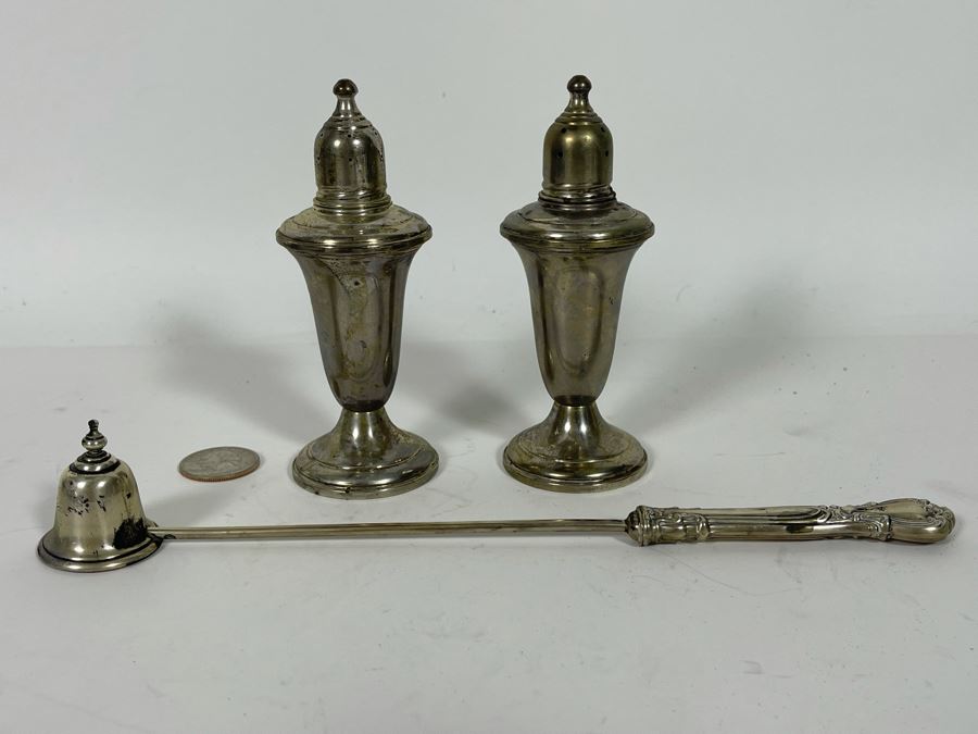 Gorham Sterling Silver Candle Snuffer And Sterling Silver Weighted Salt & Pepper Shakers  [Photo 4]