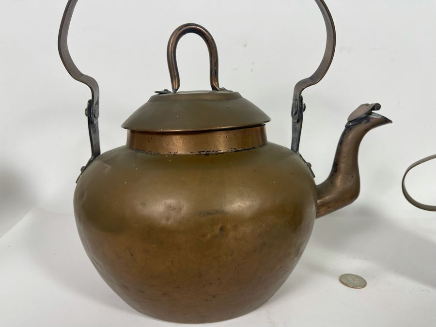 Vintage Copper Teapot 11W X 12H And Two-Handled Copper Cup [Photo 5]