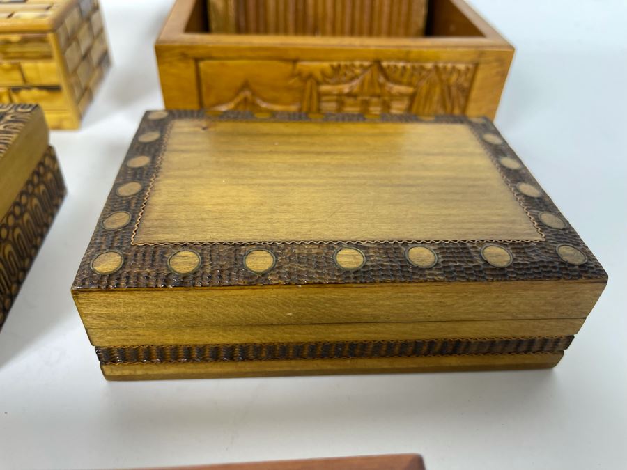 Various Wooden Boxes From Poland, China And Carved Wooden Cigarette Box [Photo 6]