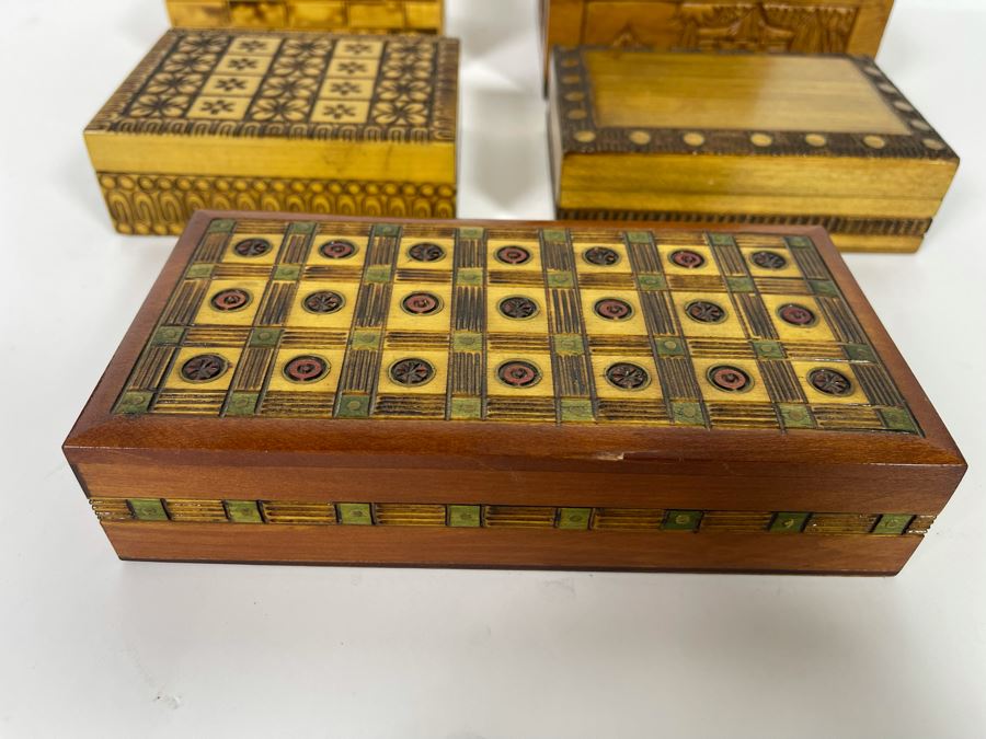 Various Wooden Boxes From Poland, China And Carved Wooden Cigarette Box [Photo 4]