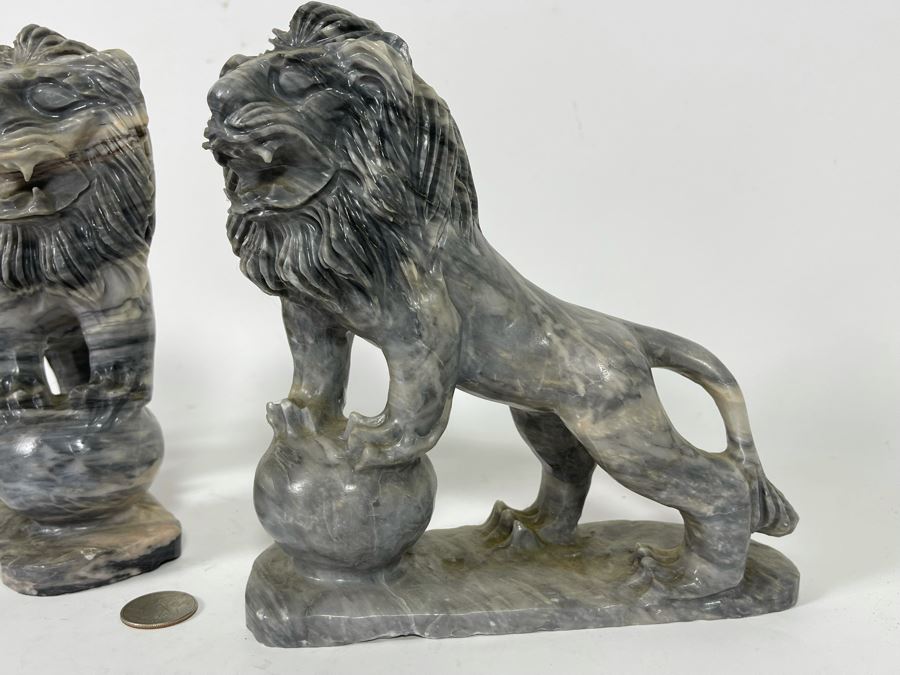 Pair Of Carved Stone Foo Dogs From Da Nang Vietnam (China Beach) 7W X 2.5D X 7.5H [Photo 11]