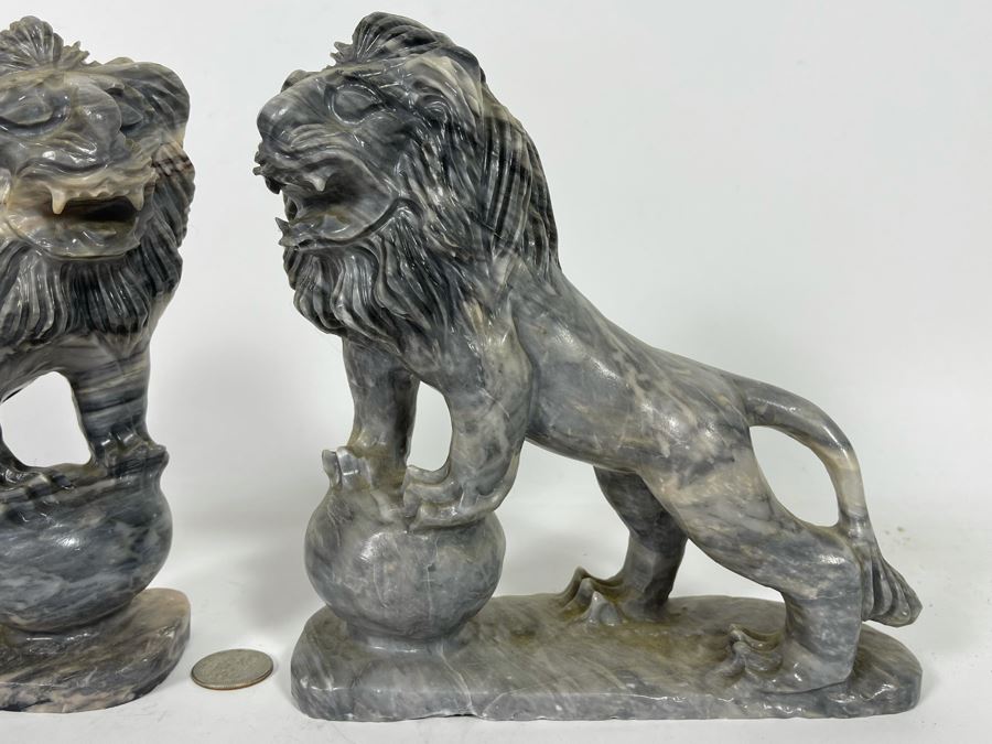 Pair Of Carved Stone Foo Dogs From Da Nang Vietnam (China Beach) 7W X 2.5D X 7.5H [Photo 15]