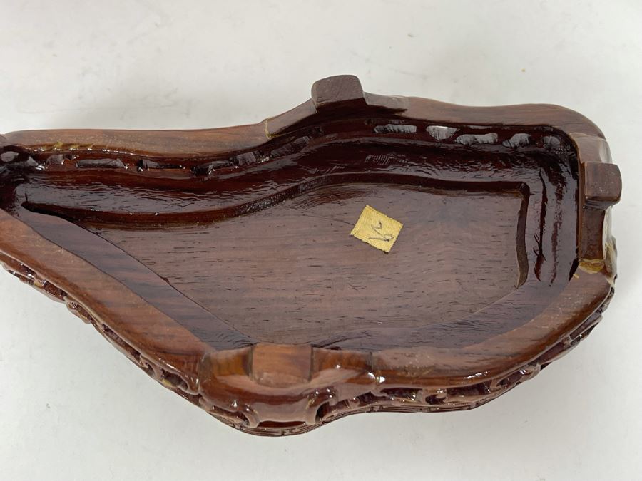 Chinese Rose Quartz Carved Foo Dog With Wooden Stand 6.5W X 3D X 5H [Photo 17]