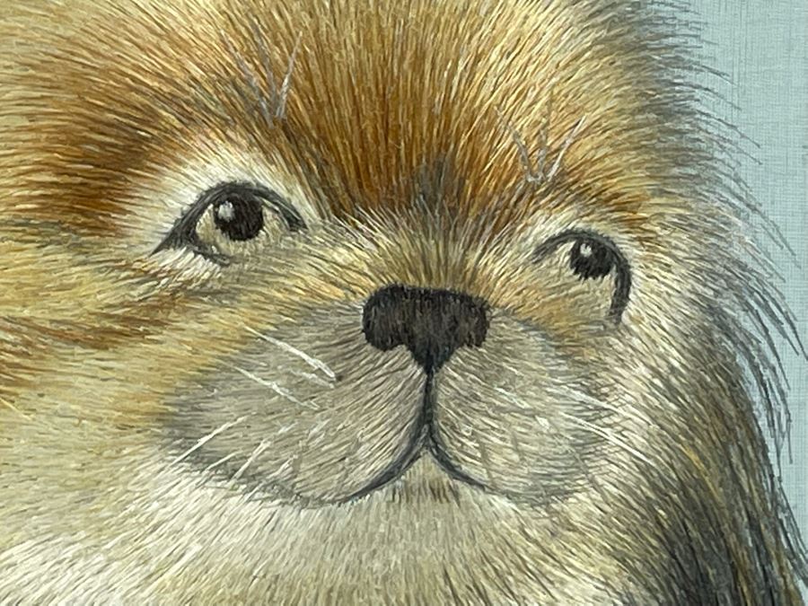 Vintage Chinese Double-Sided Silk Suzhou Embroidery Of Shih Tzu Dog Breed Signed With Wooden Frame 6W X 12H [Photo 9]