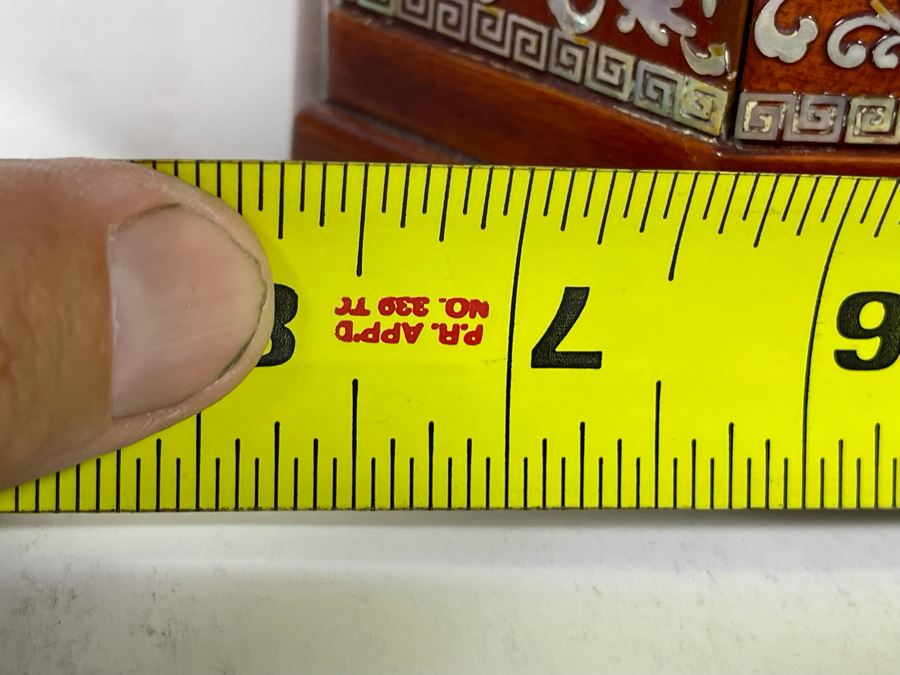 Vintage Korean Mother Of Pearl Inlay Jewelry Box With Folding Mirror 10W X 8D X 5.5H [Photo 17]