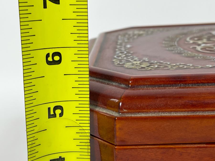 Vintage Korean Mother Of Pearl Inlay Jewelry Box With Folding Mirror 10W X 8D X 5.5H [Photo 19]