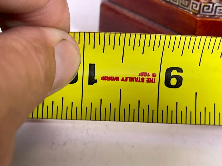 Vintage Korean Mother Of Pearl Inlay Jewelry Box With Folding Mirror 10W X 8D X 5.5H [Photo 18]