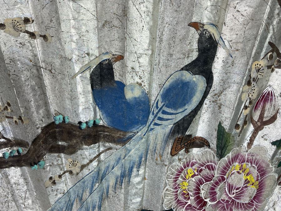 Large Hand Painted Chinese Fan 64W X 35H [Photo 6]