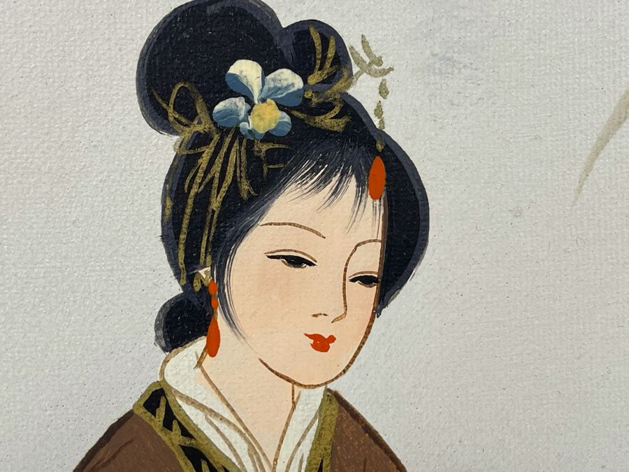 Vintage Original Signed Japanese Painting With Bamboo Frame 23 X 27 [Photo 8]