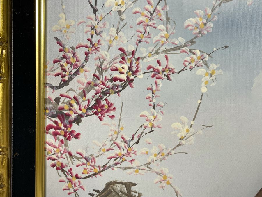 Vintage Original Signed Japanese Painting With Bamboo Frame 23 X 27 [Photo 9]