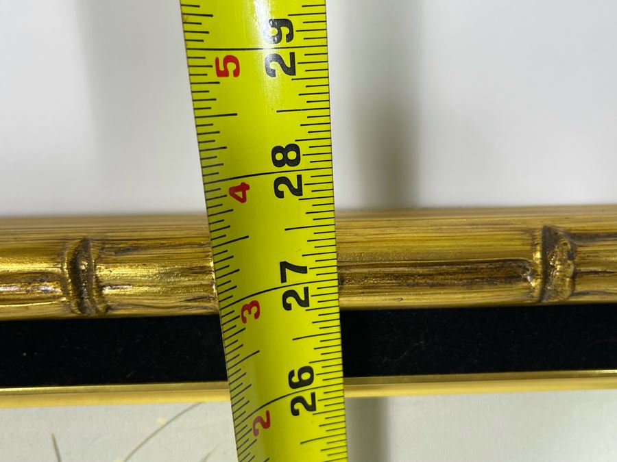 Vintage Original Signed Japanese Painting With Bamboo Frame 23 X 27 [Photo 11]