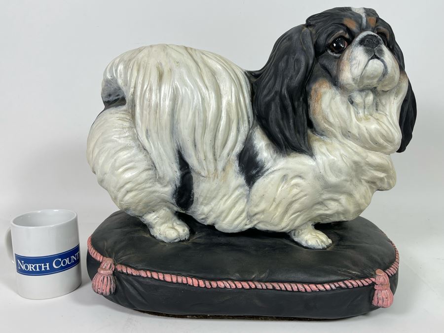 Large Heavy Custom Hand Painted Shih Tzu Dog Breed Sculpture Signed Pandora 1989 16W X 12D X 15H [Photo 12]