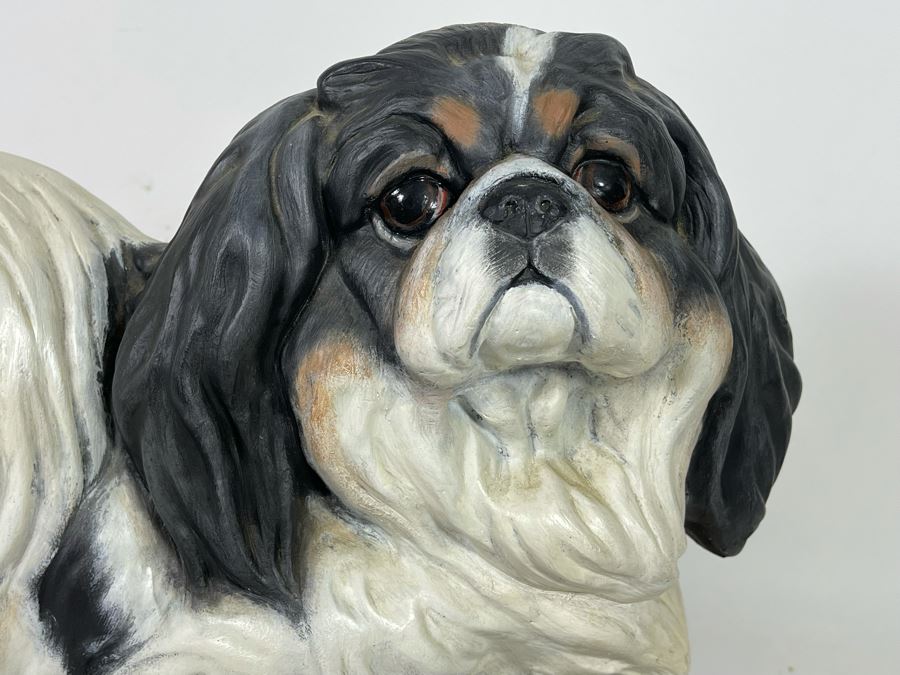 Large Heavy Custom Hand Painted Shih Tzu Dog Breed Sculpture Signed Pandora 1989 16W X 12D X 15H [Photo 7]
