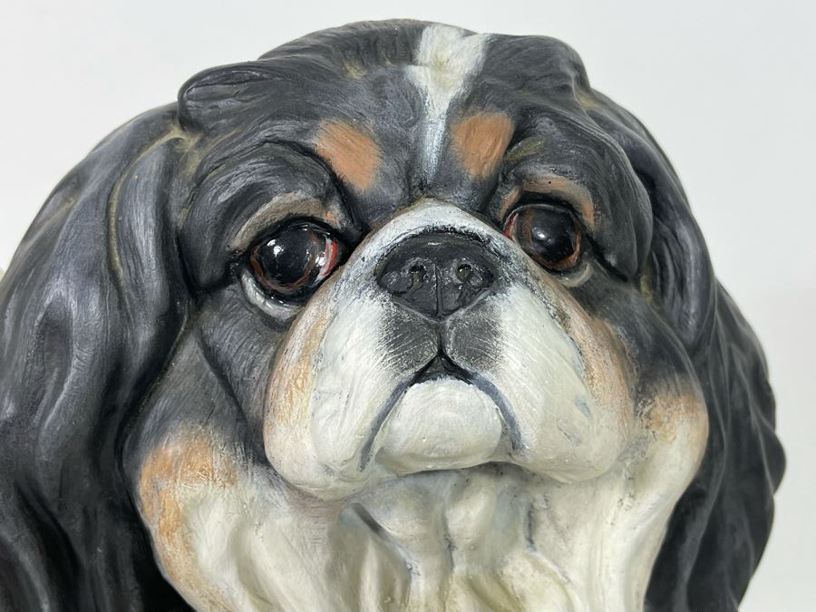 Large Heavy Custom Hand Painted Shih Tzu Dog Breed Sculpture Signed Pandora 1989 16W X 12D X 15H [Photo 6]