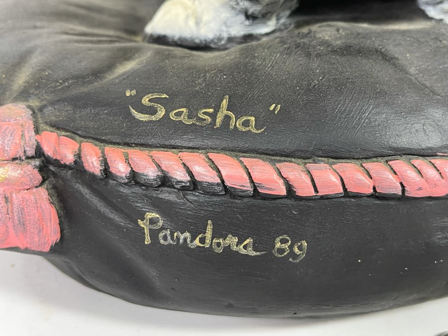 Large Heavy Custom Hand Painted Shih Tzu Dog Breed Sculpture Signed Pandora 1989 16W X 12D X 15H [Photo 10]