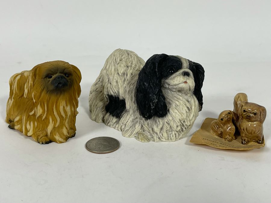 Pair Of Italian Shih Tzu Dog Breed Sculptures 2.5H And Hagen-Renaker Dog Mini Figurines [Photo 2]