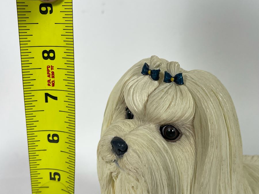 Maltese Shih Tzu Dog Breed Sculpture Titled “Muffin” By The Danbury Mint 9W X 8H [Photo 9]