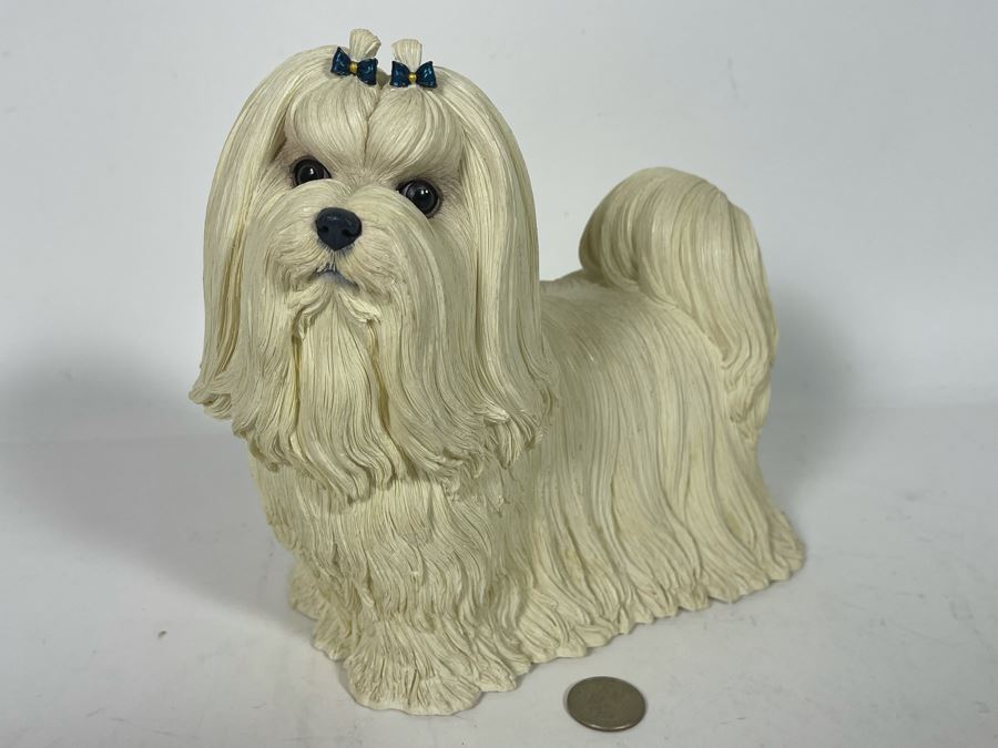 Maltese Shih Tzu Dog Breed Sculpture Titled “Muffin” By The Danbury Mint 9W X 8H [Photo 4]