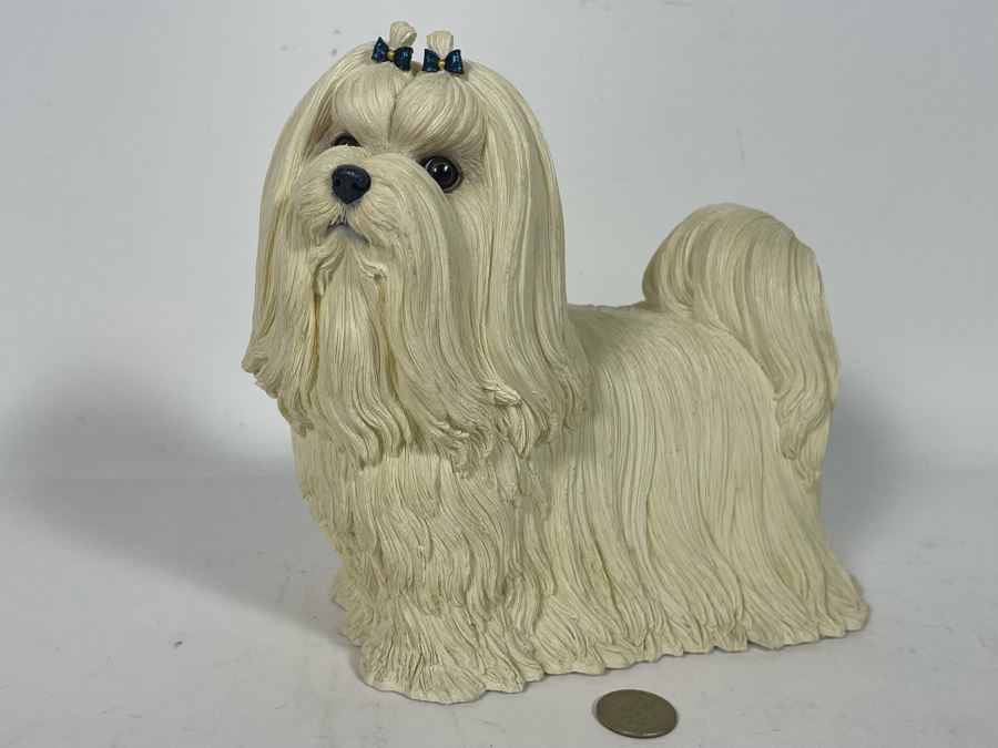 Maltese Shih Tzu Dog Breed Sculpture Titled “Muffin” By The Danbury Mint 9W X 8H [Photo 3]