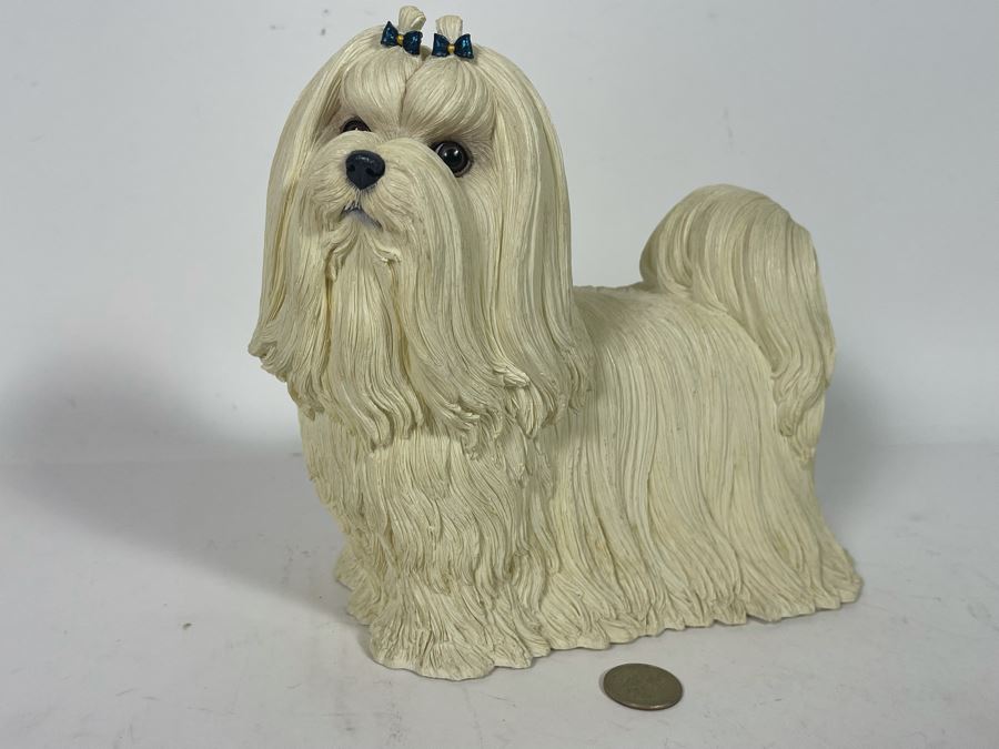 Maltese Shih Tzu Dog Breed Sculpture Titled “Muffin” By The Danbury Mint 9W X 8H [Photo 2]