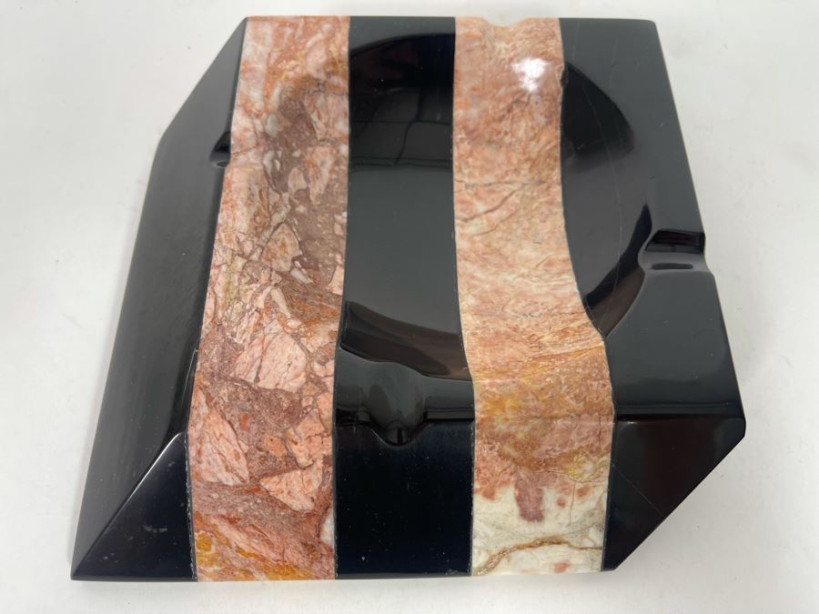 Vintage Art Deco Carved Stone Ashtray 6W [Photo 4]