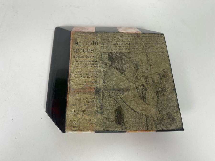 Vintage Art Deco Carved Stone Ashtray 6W [Photo 6]