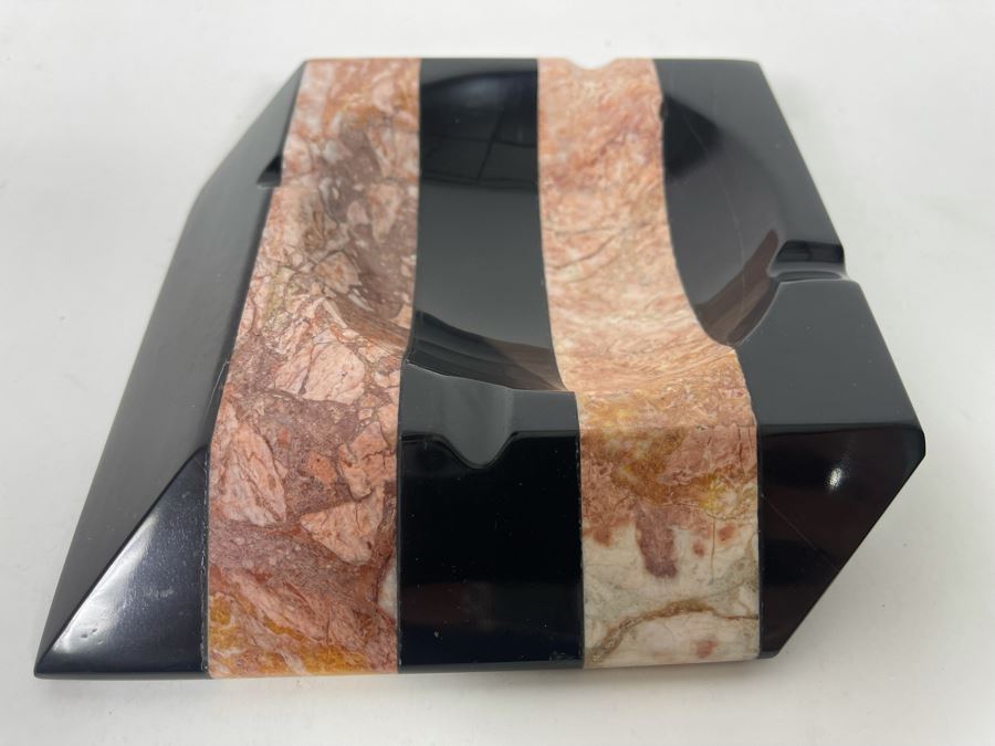 Vintage Art Deco Carved Stone Ashtray 6W [Photo 3]