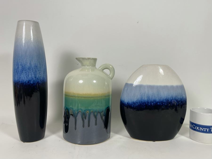 Two Glazed Vases And Jug With Handle [Photo 3]