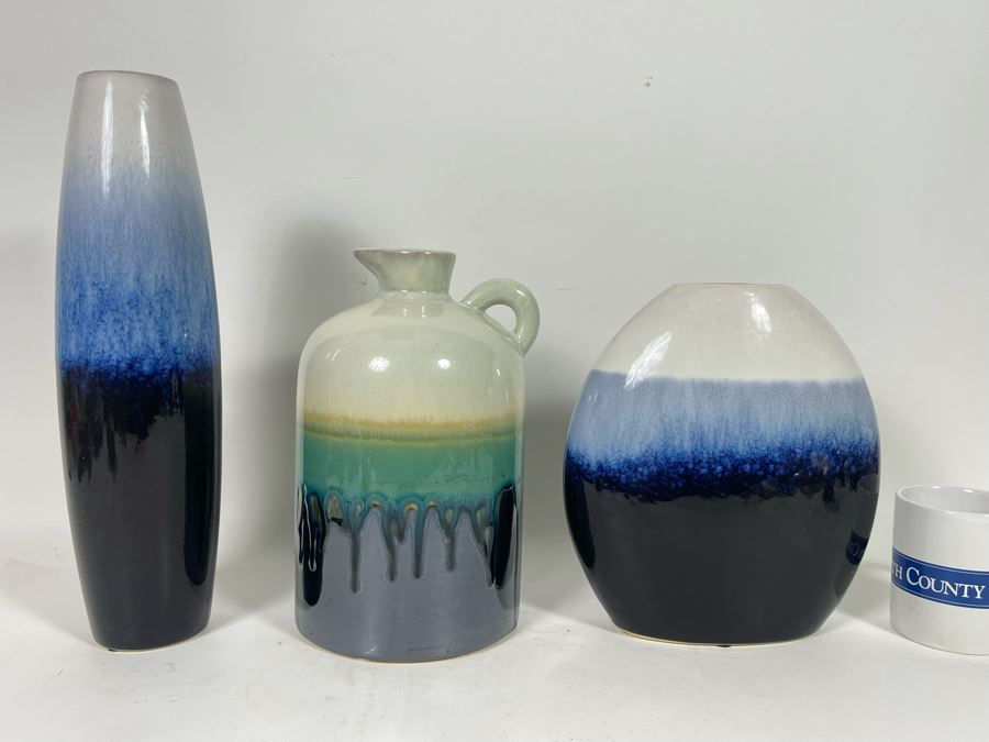 Two Glazed Vases And Jug With Handle [Photo 4]