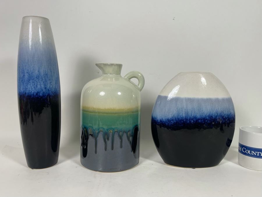 Two Glazed Vases And Jug With Handle [Photo 2]