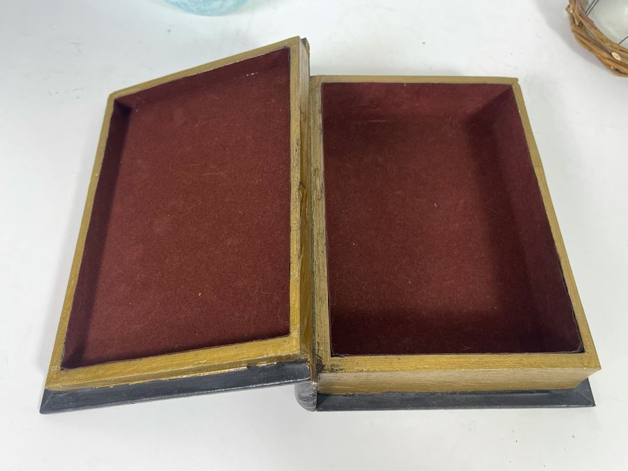 Nautical Home Decor Lot Featuring Glass Bottles And Treasure Island Faux Book Safe [Photo 9]