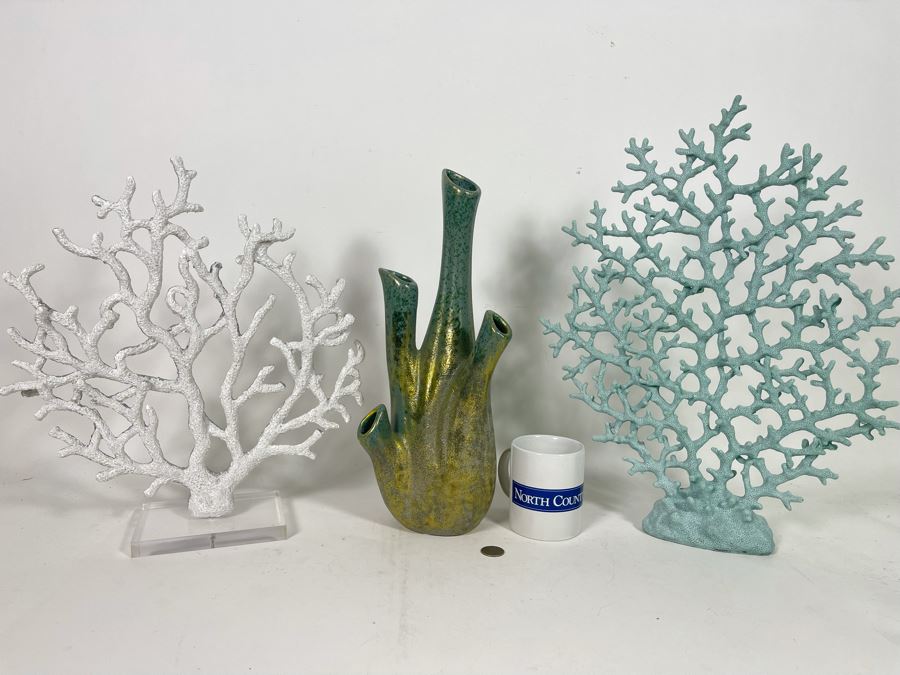 Decorative Faux Coral And Vase Home Decor