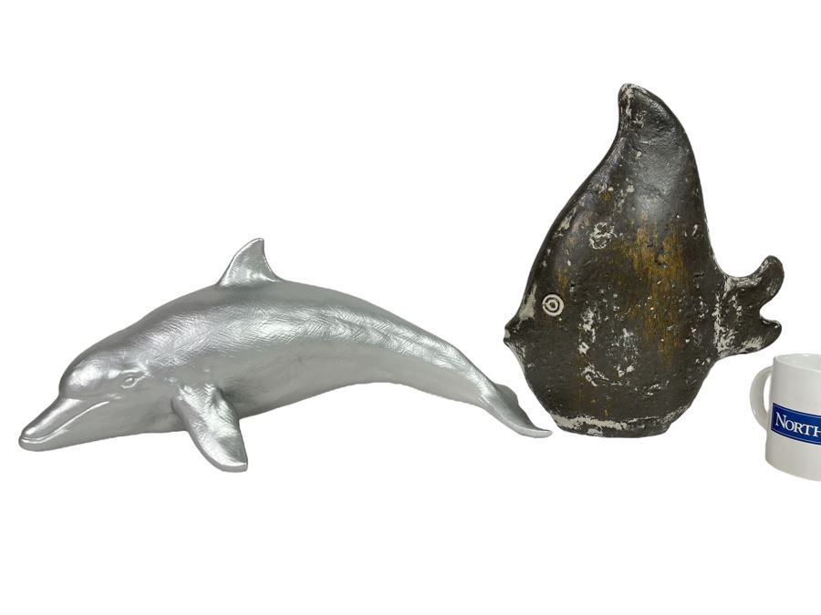 Decorative Dolphin And Fish Sculpture