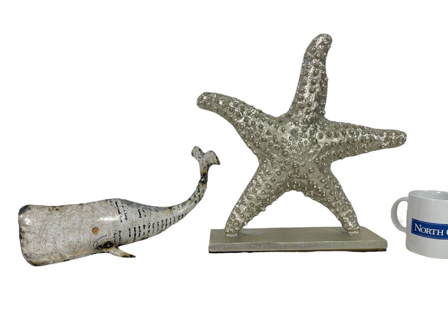 Decorative Metal Whale And Starfish Sculptures