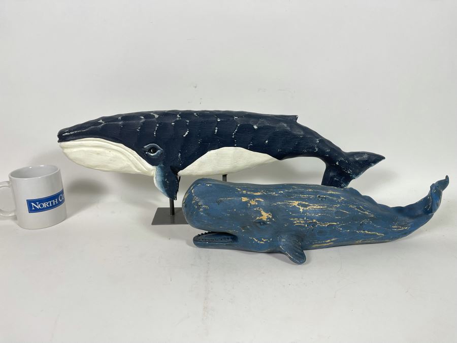 Pair Of Decorative Whale Sculptures 24”L [Photo 2]