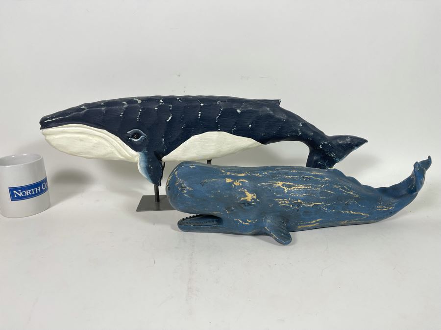 Pair Of Decorative Whale Sculptures 24”L [Photo 3]