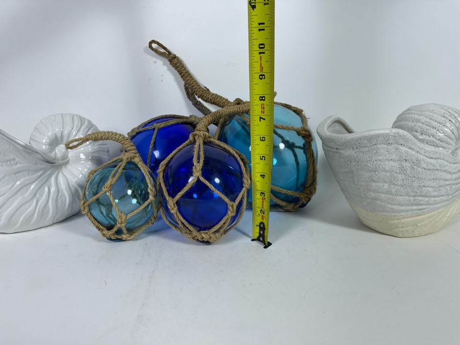 Decorative Glass Fishing Floats And Pair Of Faux Nautilus Shells [Photo 6]